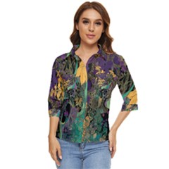 Flowers Trees Forest Mystical Forest Nature Women s Quarter Sleeve Pocket Shirt