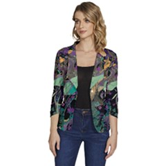 Flowers Trees Forest Mystical Forest Nature Women s One-button 3/4 Sleeve Short Jacket