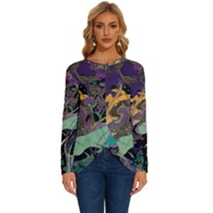 Flowers Trees Forest Mystical Forest Nature Long Sleeve Crew Neck Pullover Top by Maspions