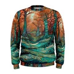 Trees Tree Forest Mystical Forest Nature Junk Journal Scrapbooking Landscape Nature Men s Sweatshirt by Maspions