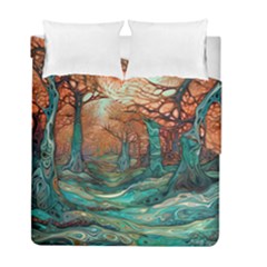 Trees Tree Forest Mystical Forest Nature Junk Journal Scrapbooking Landscape Nature Duvet Cover Double Side (full/ Double Size)