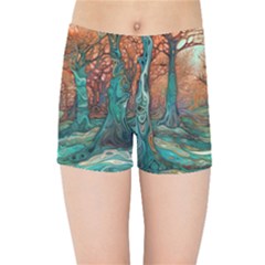 Trees Tree Forest Mystical Forest Nature Junk Journal Scrapbooking Landscape Nature Kids  Sports Shorts