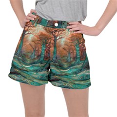 Trees Tree Forest Mystical Forest Nature Junk Journal Scrapbooking Landscape Nature Women s Ripstop Shorts