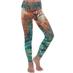 Trees Tree Forest Mystical Forest Nature Junk Journal Scrapbooking Landscape Nature Kids  Lightweight Velour Classic Yoga Leggings