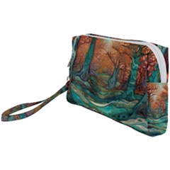 Trees Tree Forest Mystical Forest Nature Junk Journal Scrapbooking Landscape Nature Wristlet Pouch Bag (small)