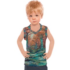 Trees Tree Forest Mystical Forest Nature Junk Journal Scrapbooking Landscape Nature Kids  Sport Tank Top