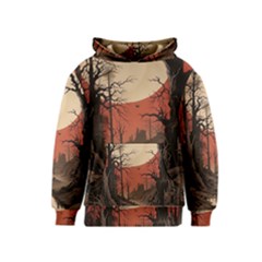 Comic Gothic Macabre Vampire Haunted Red Sky Kids  Pullover Hoodie