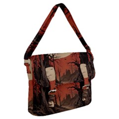 Comic Gothic Macabre Vampire Haunted Red Sky Buckle Messenger Bag by Maspions