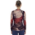 Comic Gothic Macabre Vampire Haunted Red Sky V-Neck Long Sleeve Top View2