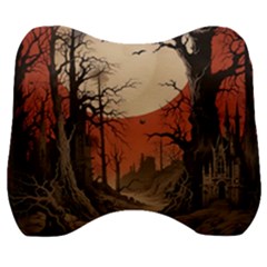 Comic Gothic Macabre Vampire Haunted Red Sky Velour Head Support Cushion