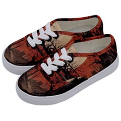 Comic Gothic Macabre Vampire Haunted Red Sky Kids  Classic Low Top Sneakers