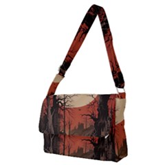 Comic Gothic Macabre Vampire Haunted Red Sky Full Print Messenger Bag (m)