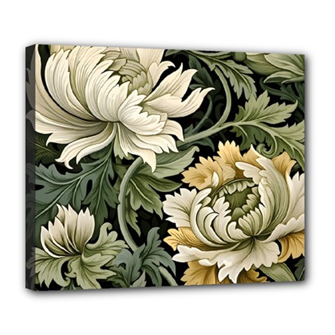 Flower Blossom Bloom Botanical Spring Nature Floral Pattern Leaves Deluxe Canvas 24  X 20  (stretched)