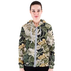 Flower Blossom Bloom Botanical Spring Nature Floral Pattern Leaves Women s Zipper Hoodie