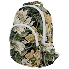 Flower Blossom Bloom Botanical Spring Nature Floral Pattern Leaves Rounded Multi Pocket Backpack