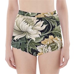 Flower Blossom Bloom Botanical Spring Nature Floral Pattern Leaves High-waisted Bikini Bottoms