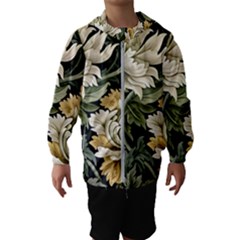 Flower Blossom Bloom Botanical Spring Nature Floral Pattern Leaves Kids  Hooded Windbreaker