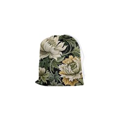 Flower Blossom Bloom Botanical Spring Nature Floral Pattern Leaves Drawstring Pouch (xs)