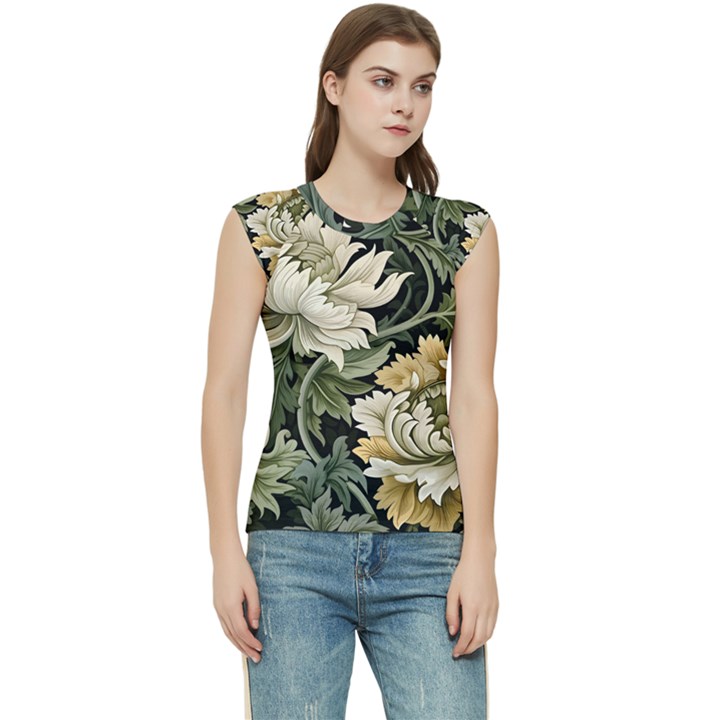 Flower Blossom Bloom Botanical Spring Nature Floral Pattern Leaves Women s Raglan Cap Sleeve T-Shirt