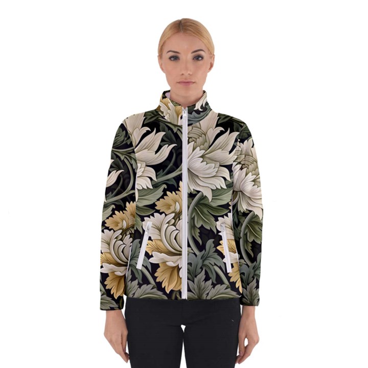 Flower Blossom Bloom Botanical Spring Nature Floral Pattern Leaves Women s Bomber Jacket