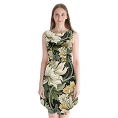 Flower Blossom Bloom Botanical Spring Nature Floral Pattern Leaves Sleeveless Chiffon Dress  