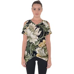 Flower Blossom Bloom Botanical Spring Nature Floral Pattern Leaves Cut Out Side Drop T-shirt