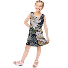 Flower Blossom Bloom Botanical Spring Nature Floral Pattern Leaves Kids  Tunic Dress