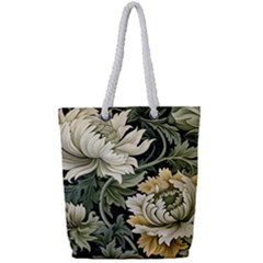 Flower Blossom Bloom Botanical Spring Nature Floral Pattern Leaves Full Print Rope Handle Tote (small)