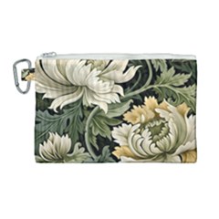 Flower Blossom Bloom Botanical Spring Nature Floral Pattern Leaves Canvas Cosmetic Bag (large)