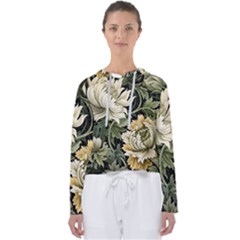 Flower Blossom Bloom Botanical Spring Nature Floral Pattern Leaves Women s Slouchy Sweat