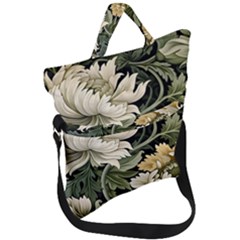 Flower Blossom Bloom Botanical Spring Nature Floral Pattern Leaves Fold Over Handle Tote Bag by Maspions