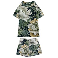 Flower Blossom Bloom Botanical Spring Nature Floral Pattern Leaves Kids  Swim T-shirt And Shorts Set