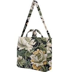 Flower Blossom Bloom Botanical Spring Nature Floral Pattern Leaves Square Shoulder Tote Bag