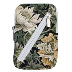 Flower Blossom Bloom Botanical Spring Nature Floral Pattern Leaves Belt Pouch Bag (large)