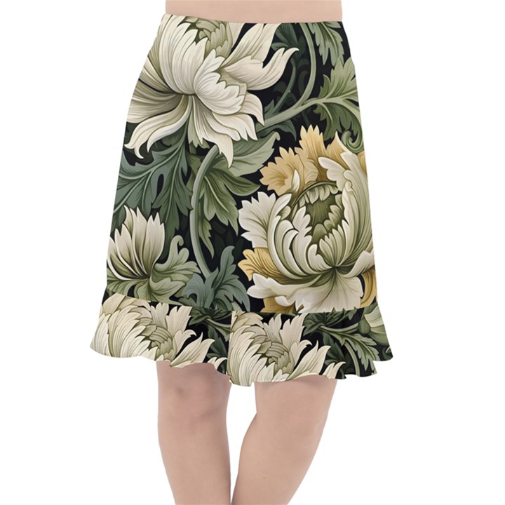 Flower Blossom Bloom Botanical Spring Nature Floral Pattern Leaves Fishtail Chiffon Skirt