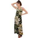 Flower Blossom Bloom Botanical Spring Nature Floral Pattern Leaves V-Neck Chiffon Maxi Dress View1