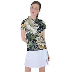 Flower Blossom Bloom Botanical Spring Nature Floral Pattern Leaves Women s Polo T-shirt