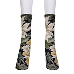 Flower Blossom Bloom Botanical Spring Nature Floral Pattern Leaves Crew Socks by Maspions