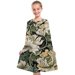 Flower Blossom Bloom Botanical Spring Nature Floral Pattern Leaves Kids  Midi Sailor Dress