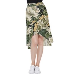 Flower Blossom Bloom Botanical Spring Nature Floral Pattern Leaves Frill Hi Low Chiffon Skirt