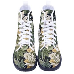 Flower Blossom Bloom Botanical Spring Nature Floral Pattern Leaves Women s High-top Canvas Sneakers by Maspions