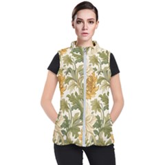 Flower Floral Pattern Floral Digital Paper Spring Flora Botanical Blossom Bloom Vintage Women s Puffer Vest