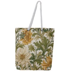 Flower Floral Pattern Floral Digital Paper Spring Flora Botanical Blossom Bloom Vintage Full Print Rope Handle Tote (large)