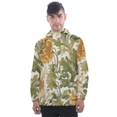 Flower Floral Pattern Floral Digital Paper Spring Flora Botanical Blossom Bloom Vintage Men s Front Pocket Pullover Windbreaker