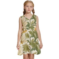 Flower Floral Pattern Floral Digital Paper Spring Flora Botanical Blossom Bloom Vintage Kids  Sleeveless Tiered Mini Dress