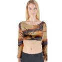 Texture Woodgrain Pattern Nature Wood Pattern Long Sleeve Crop Top View1