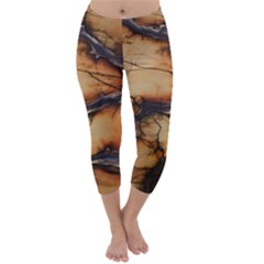 Texture Woodgrain Pattern Nature Wood Pattern Capri Winter Leggings 