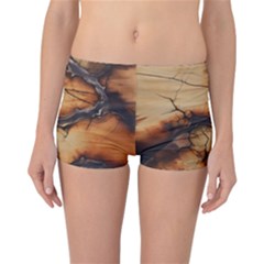 Texture Woodgrain Pattern Nature Wood Pattern Reversible Boyleg Bikini Bottoms