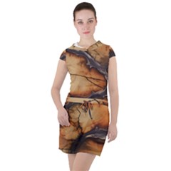 Texture Woodgrain Pattern Nature Wood Pattern Drawstring Hooded Dress