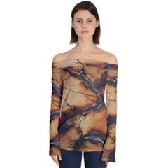 Texture Woodgrain Pattern Nature Wood Pattern Off Shoulder Long Sleeve Top